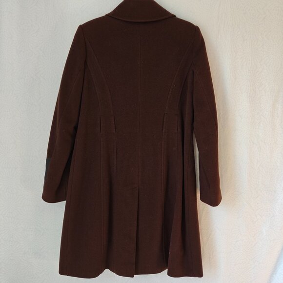 VIA SPIGA Wool Cashmere Blend Coat with Floral Lining Chocolate Brown Size 6 - Picture 14 of 14